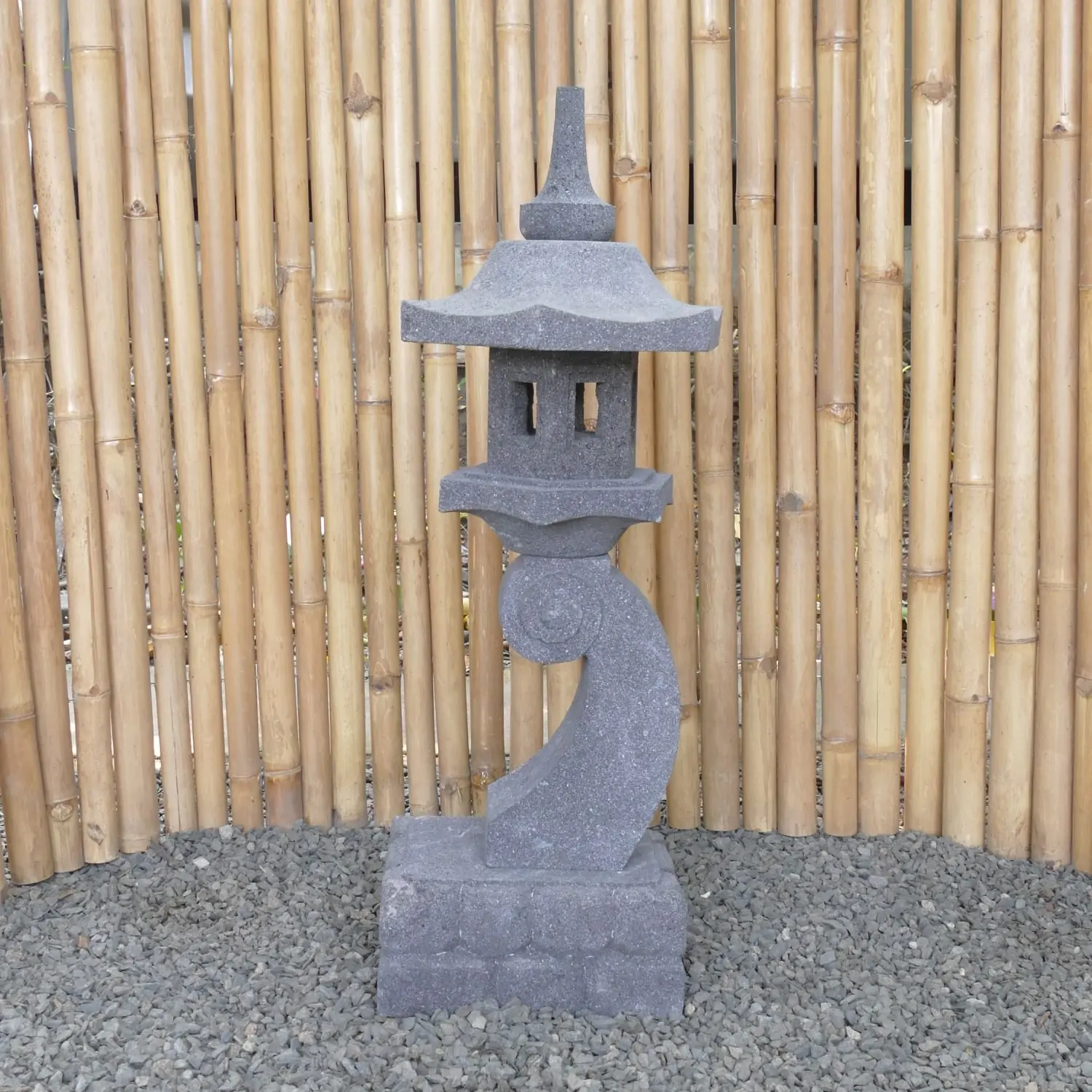  Product image 1 of the product “Japanese style Garden Lantern, made from Andesit Stone. Multipart. 90 cm Height, Roof is 35 cm width. ”